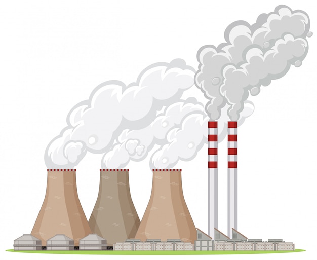 Vector gratuito edificio de fábrica con humo