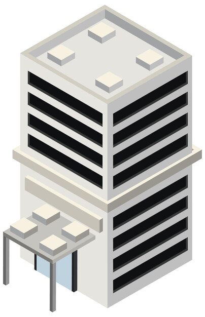 Edificio isométrico sobre un fondo blanco