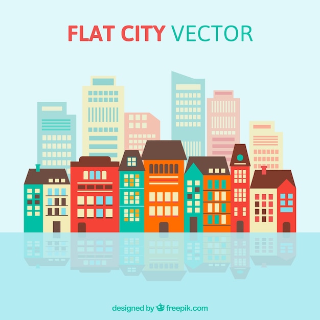 Vector gratuito edificios de la ciudad de colores