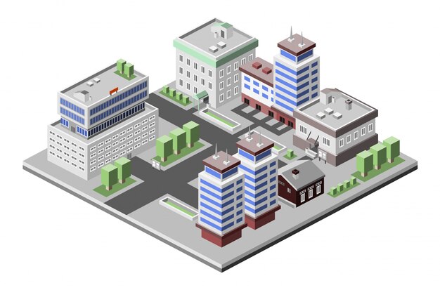 Edificios de oficinas isométricos