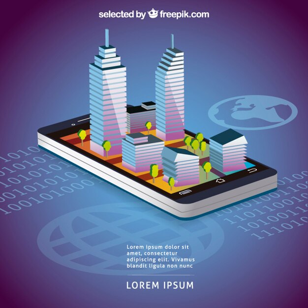 Vector gratuito edificios en el teléfono móvil