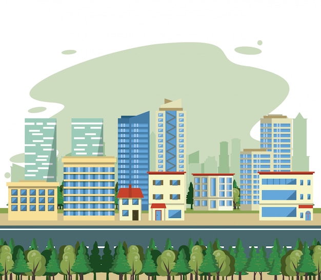 Edificios urbanos vista del paisaje urbano escenario