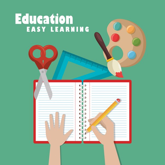 educación fácil aprendizaje set iconos