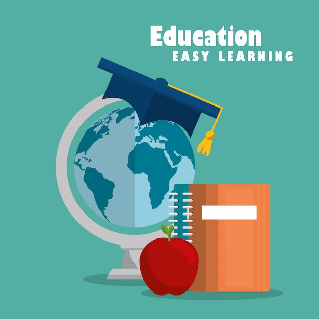 educación fácil aprendizaje set iconos