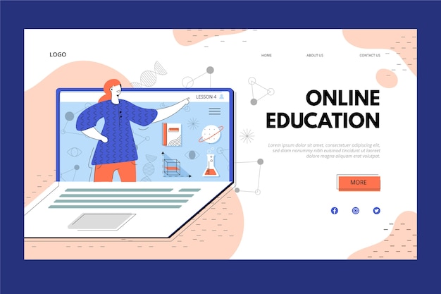 Educación en línea y página de inicio para laptop