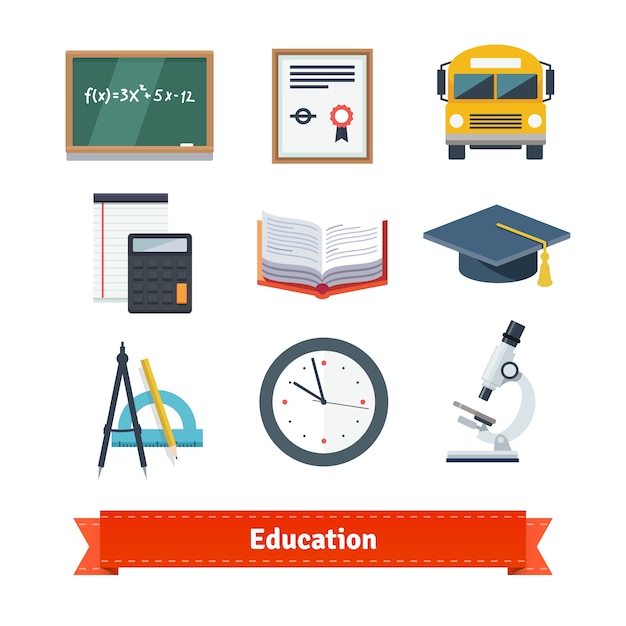 Vector gratuito educación plana icono conjunto