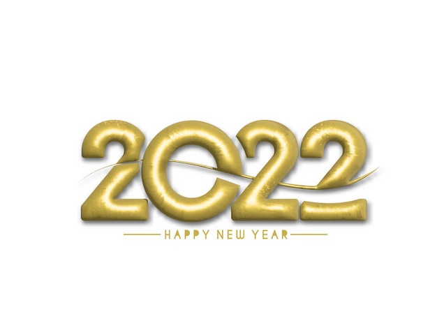 Efecto 3D Feliz año nuevo 2022 Golpeteo de diseño de tipografía de texto, ilustración vectorial.