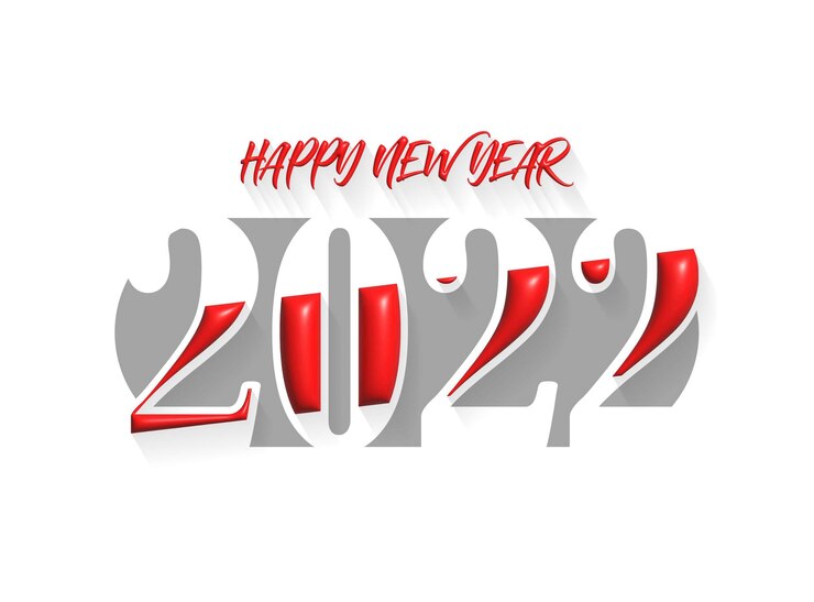 Vector gratuito efecto 3d feliz año nuevo 2022 golpeteo de diseño de tipografía de texto, ilustración vectorial.