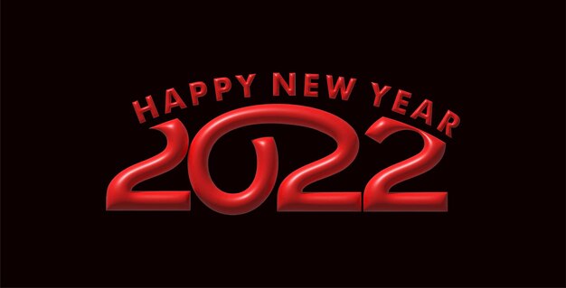 Efecto 3D Feliz año nuevo 2022 Golpeteo de diseño de tipografía de texto, ilustración vectorial.