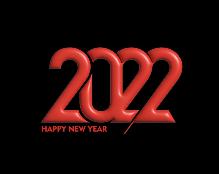 Vector gratuito efecto 3d feliz año nuevo 2022 golpeteo de diseño de tipografía de texto, ilustración vectorial.