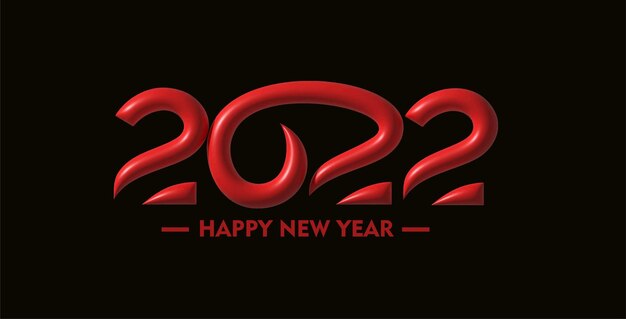 Efecto 3D Feliz año nuevo 2022 Golpeteo de diseño de tipografía de texto, ilustración vectorial.