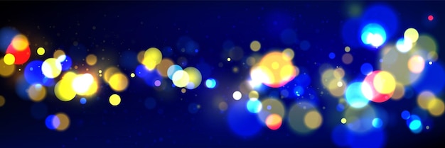 Efecto bokeh azul y dorado Vector realista