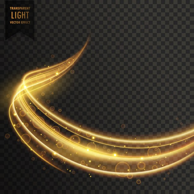 Efecto brillante dorado transparente de luz