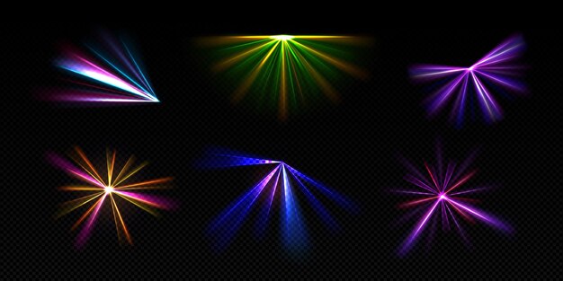 Efecto de brillo de neón de rayos láser de rayos de luz brillante
