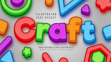 Vector gratuito efecto de estilo de texto artesanal colorido