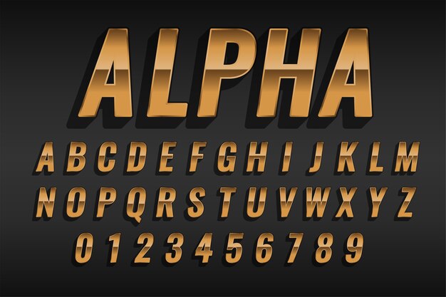 Efecto de estilo de texto dorado de lujo con alfabetos y números