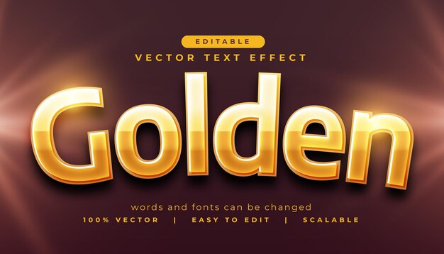 efecto de estilo de texto de letras retro doradas editables