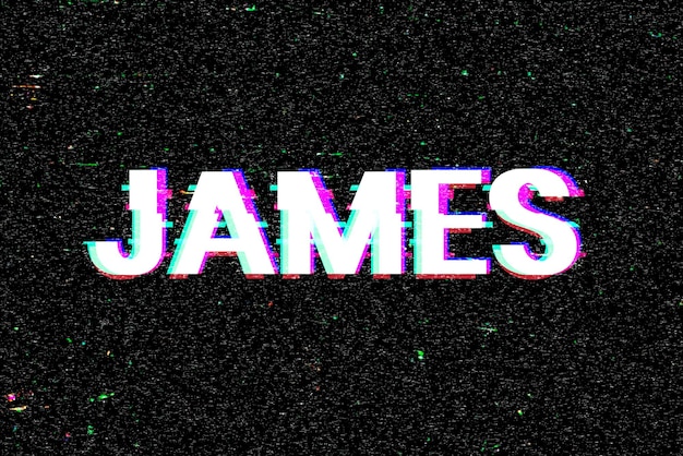 Vector gratuito efecto de falla de tipografía de nombre masculino de vector james