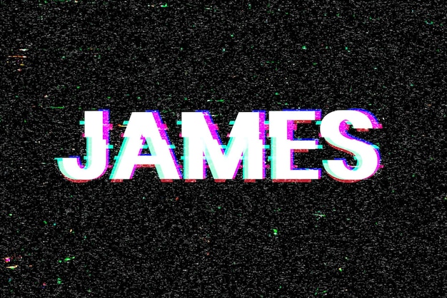 Efecto de falla de tipografía de nombre masculino de vector James