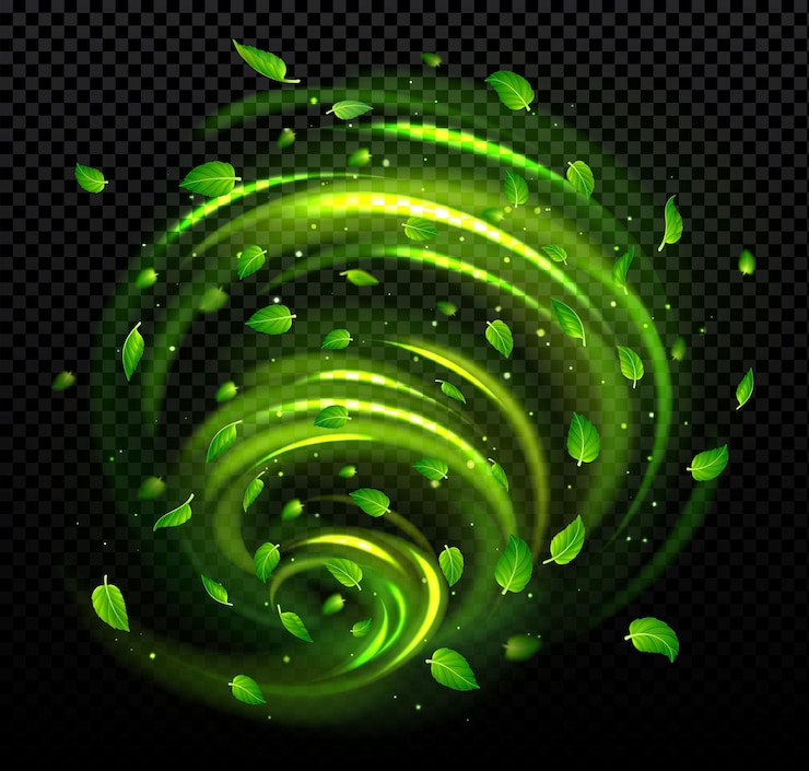 Vector gratuito efecto de frescura flujo de aire verde con hojas de menta