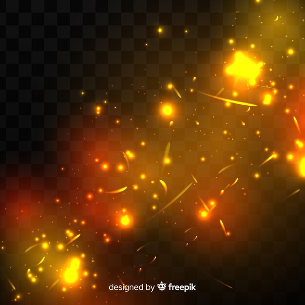Efecto de fuego brillante sobre fondo transparente.