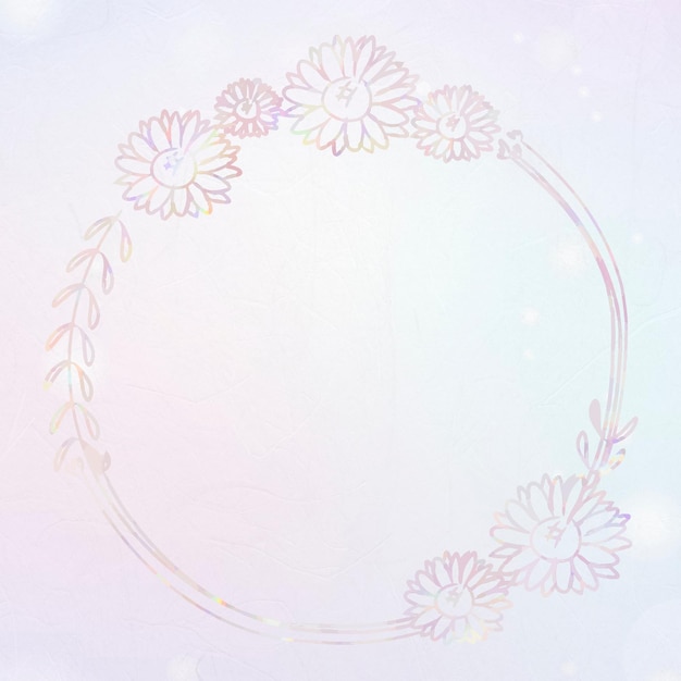 Efecto de holografía de marco de corona floral vectorial