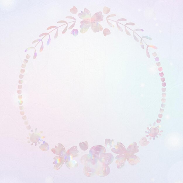 Efecto de holografía de marco de corona floral vectorial
