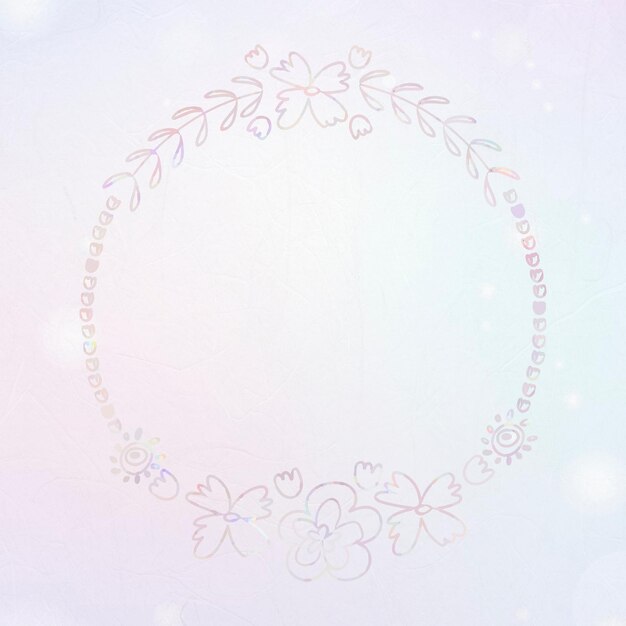 Efecto de holografía de marco de corona floral vectorial