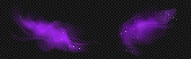 Efecto de humo mágico púrpura con luz y brillo