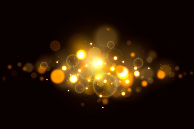 Efecto de luces bokeh en fondo oscuro
