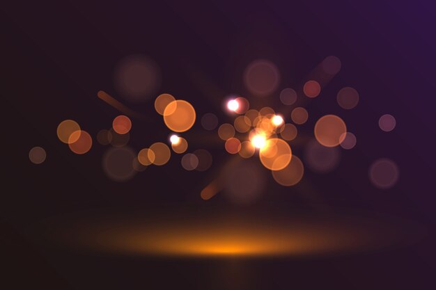 Efecto de luces bokeh en fondo oscuro