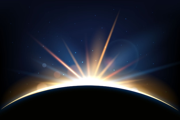 Efecto de luz del amanecer de la tierra