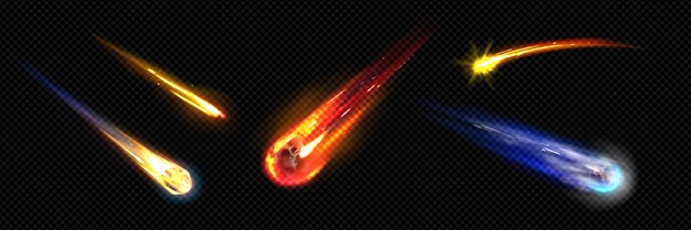 Efecto de luz de fuego de rastro espacial de meteoros o cometas