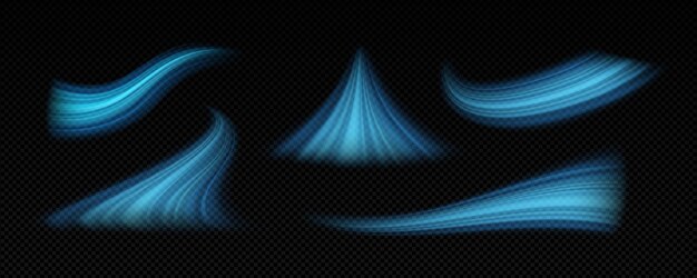 Efecto de luz del viento frío Vector de onda azul fresca y fría Giro de corriente de acondicionador limpio Velocidad de succión transparente aislada Elemento 3D Purificación más limpia Textura de rastro de helada Gráfico de vórtice de brisa