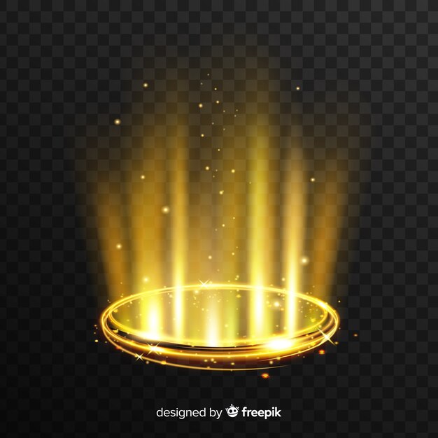 Efecto portal de luz dorada con fondo transparente
