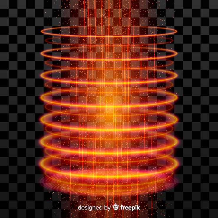 Vector gratuito efecto portal de luz naranja sobre fondo transparente