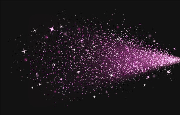 El efecto de pulverización de luz de brillo rosado el brillo del polvo