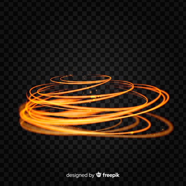 Efecto de remolino de luz brillante con fondo transparente