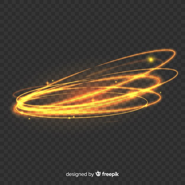 Efecto de remolino de luz dorada con fondo transparente