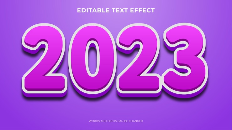 Vector gratuito efecto de texto 2023, efecto de texto de estilo 3d