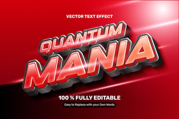 Vector gratuito efecto de texto 3d de manía cuántica en negrita roja