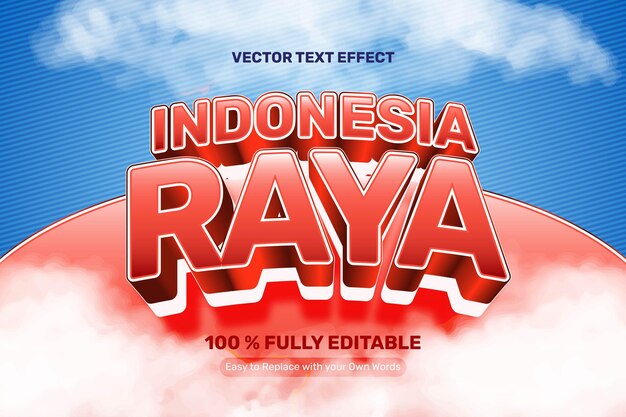 Efecto de texto 3D en negrita roja de Indonesia Raya