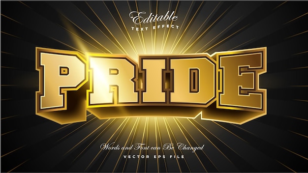 Vector gratuito efecto de texto 3d pride gold