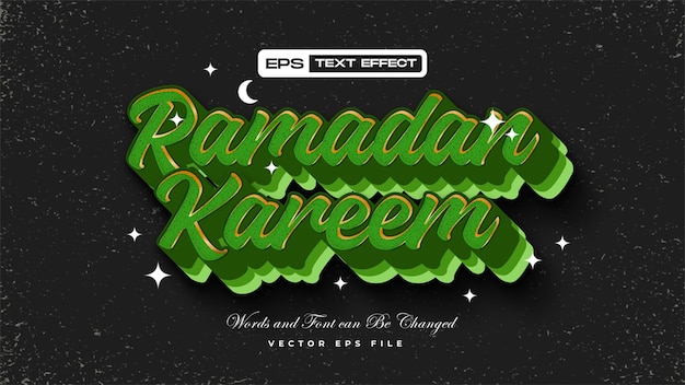 Efecto de texto 3d ramadan kareem verde