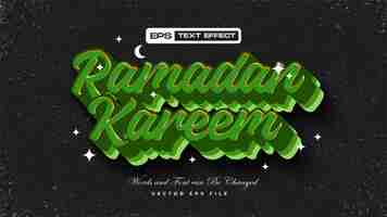 Vector gratuito efecto de texto 3d ramadan kareem verde