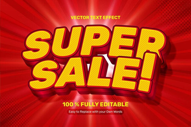 Efecto de texto 3D Super Sale Vector
