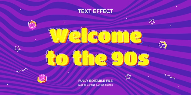 Vector gratuito efecto de texto de los 90