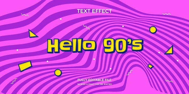 Vector gratuito efecto de texto de los 90