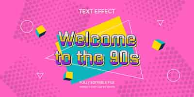 Vector gratuito efecto de texto de los 90