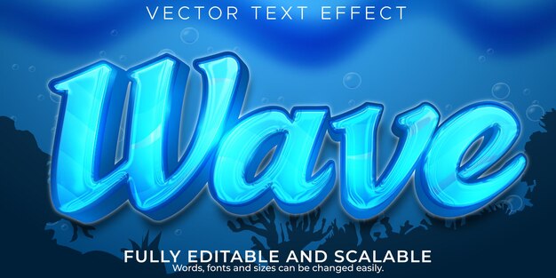 Efecto de texto de agua, onda editable y estilo de texto líquido.